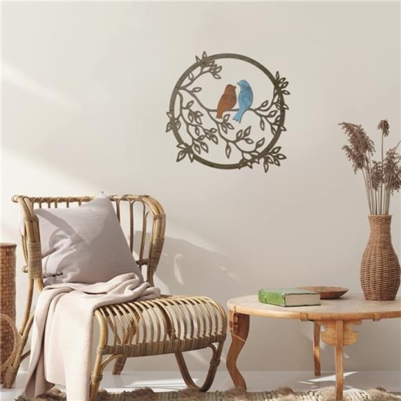 Metal Wall Art Bird on Tree Branch Bird Wall Silhouette Bird Wall Art Decor - Picture 5 of 6